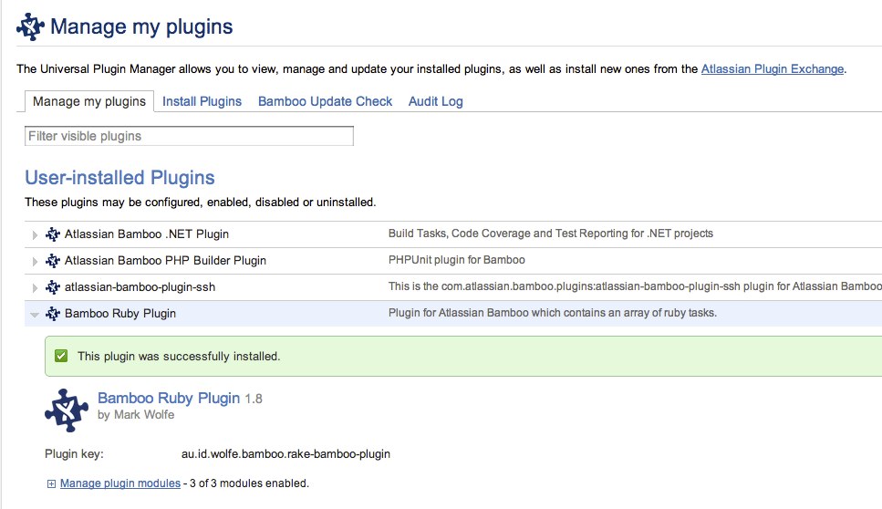Ruby Plugin Installed